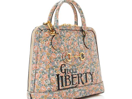 Gucci X Liberty of London Floral Calfskin Horsebit 1955 Top Handle Bag (21949) For Sale