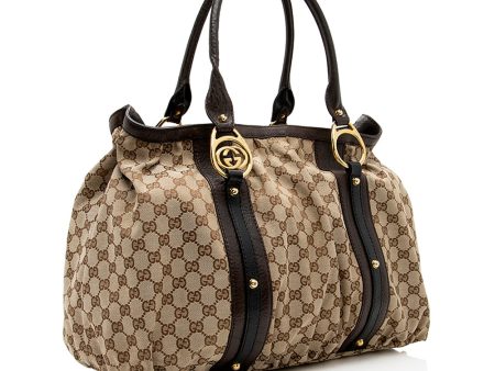 Gucci GG Canvas Interlocking Medium Tote - FINAL SALE (SHF-19043) Discount