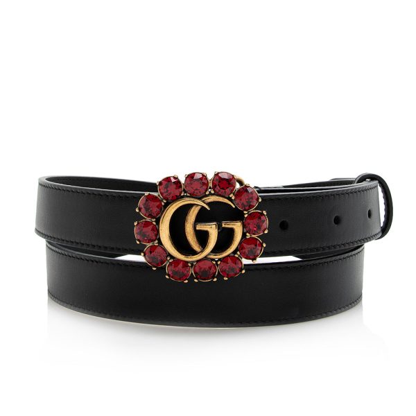 Gucci Leather Crystal GG Belt - Size 38   95 (21579) Sale