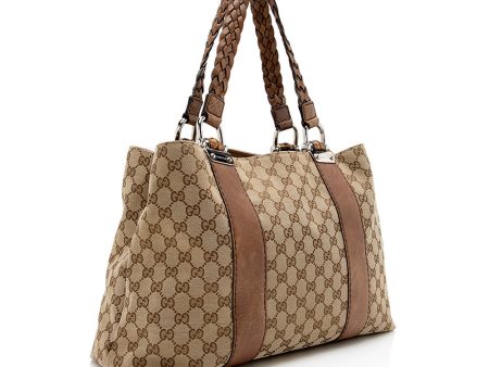 Gucci GG Canvas Bamboo Bar Medium Tote - FINAL SALE (17966) Discount