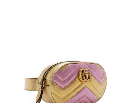 Gucci Metallic Matelasse Leather GG Marmont Belt Bag - Size 34   85 (SHF-12982) Online Hot Sale