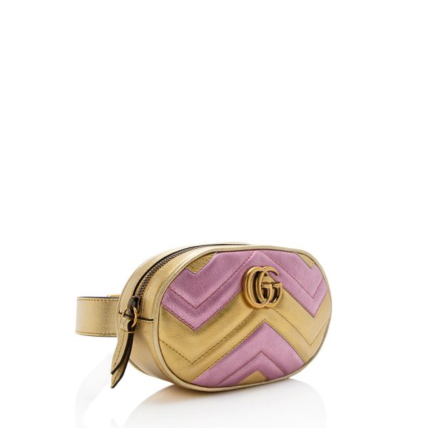 Gucci Metallic Matelasse Leather GG Marmont Belt Bag - Size 34   85 (SHF-12982) Online Hot Sale