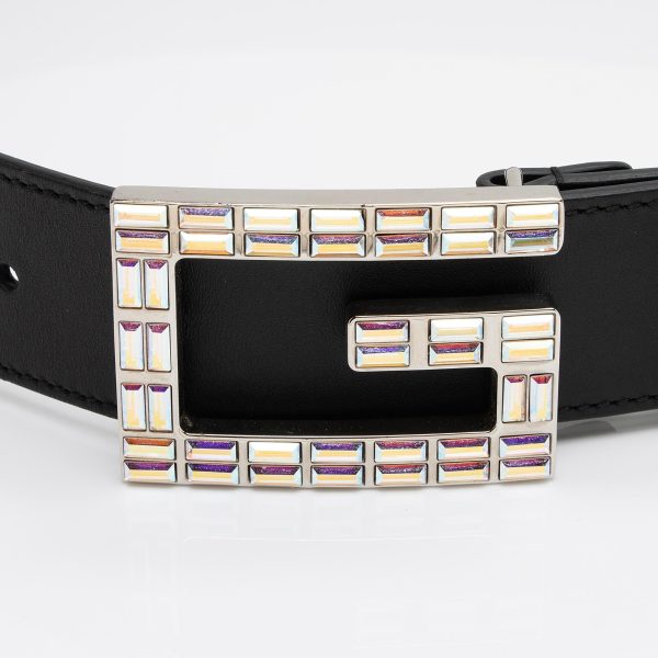 Gucci Calfskin Crystal Square G Madelyn Belt - Size 30   75 (SHF-A3dPQe) For Discount