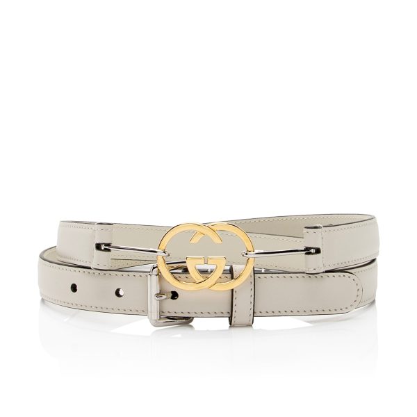 Gucci Calfskin Interlocking G Slim Belt - Size 38   95 (SHF-IbtT6F) Hot on Sale