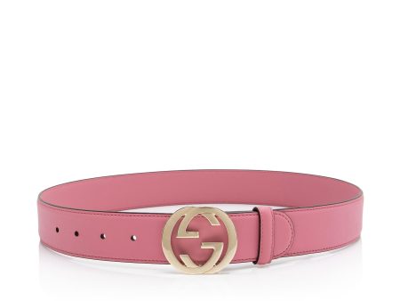 Gucci Leather Interlocking G Belt - Size 32   80 (SHF-PyhR7L) For Sale