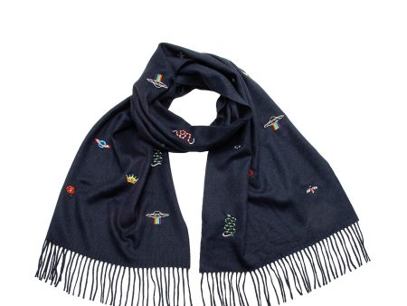 Gucci Silk Cashmere Embroidered Scarf (22576) Cheap