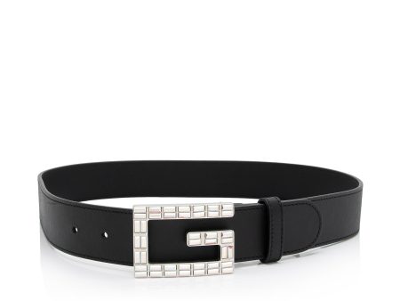 Gucci Calfskin Crystal Square G Madelyn Belt - Size 30   75 (SHF-A3dPQe) For Discount