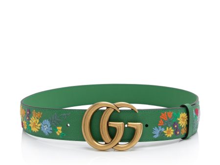 Gucci Leather Embroidered Floral GG Marmont Belt - Size 36   90 (qhcqLv) Sale