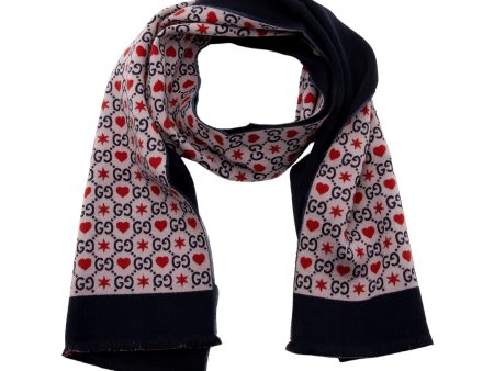 Gucci Wool Cotton GG Heart Stars Scarf (SHF-Edqktb) Hot on Sale