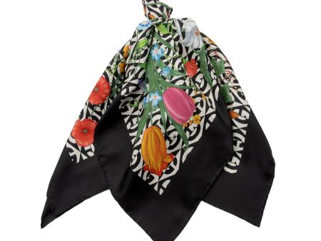 Gucci Silk Twill G Rhombus Flora 90cm Scarf (SHF-BPVhzv) Discount