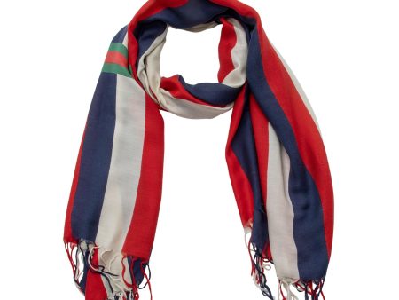 Gucci Silk Modal Sylvie Striped Logo Scarf (SHF-1LnURn) Online now