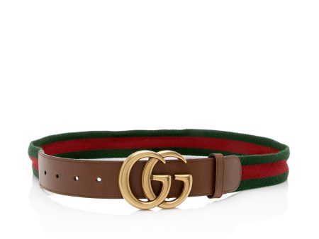 Gucci Leather Web GG Marmont Belt - Size 32   80 (SHF-6tfhZK) Online now