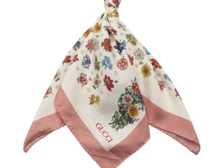 Gucci Silk Twill Interlocking G Flora 90cm Scarf (SHF-KVAcCR) Sale