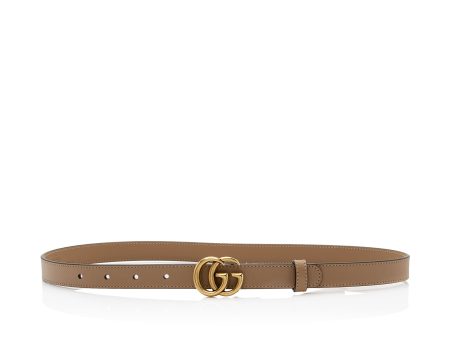 Gucci Leather GG Marmont Slim Belt - Size 30   75 (SHF-PlwVBE) For Sale