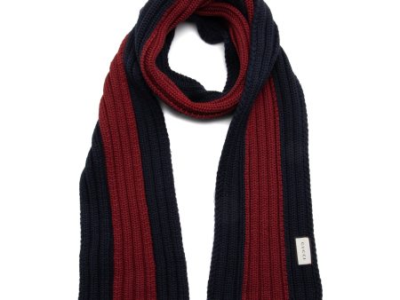 Gucci Wool Silk Stripe Knit Scarf (23389) Sale