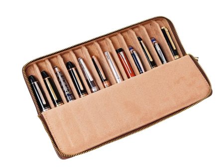 Arista Leatherite 12 Pen Holder - Brown For Cheap