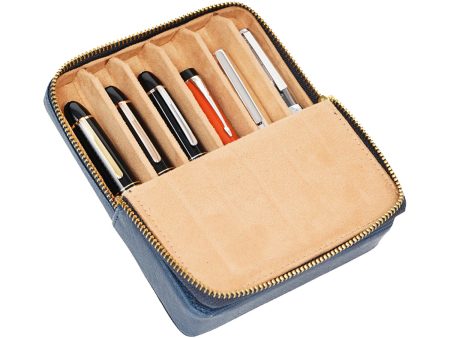 Arista Leatherite 6 Pen Holder - Blue Cheap