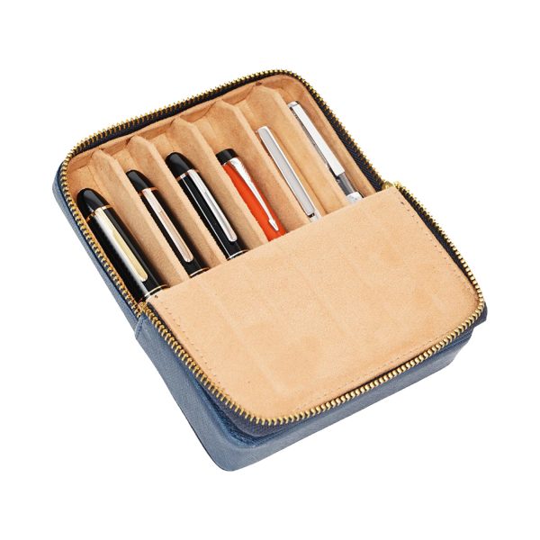 Arista Leatherite 6 Pen Holder - Blue Cheap