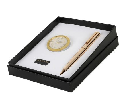 Arista Gift Set - Switch Gold GT Ball Pen with Table Clock Fashion