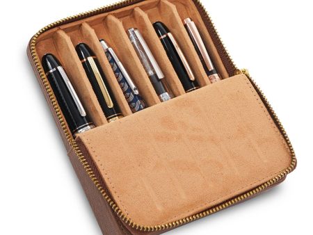 Arista Leatherite 6 Pen Holder - Brown Fashion