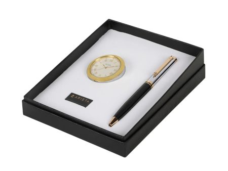 Arista Gift Set - Switch Black & Chrome GT Ball Pen with Table Clock Discount